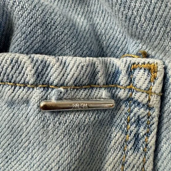 Zara Size 4 Baggy Paperbag Light Wash Jeans Denim Essential Grunge Casual Street - Picture 12 of 16
